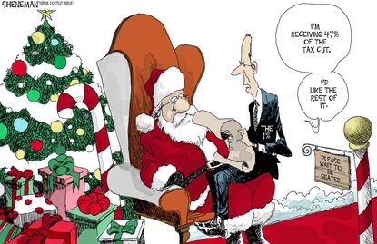 Political cartoon U.S. GOP tax cuts Christmas