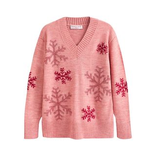 Next Christmas Jumper in pale pink 