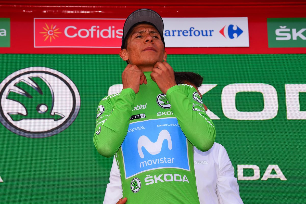 Nairo Quintana (Movistar) in the Vuelta's points jersey