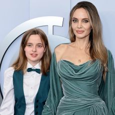 Vivienne Jolie and Angelina Jolie attend the The 77th Annual Tony Awards at David H. Koch Theater at Lincoln Center on June 16, 2024 in New York City.