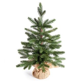 Mini Christmas Tree Tabletop Pe Premium Full Tree Burlap Base,22in