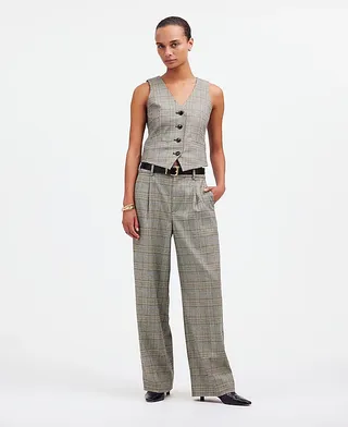 madewell, Slouchy Straight Pants in Yarn-Dyed Plaid