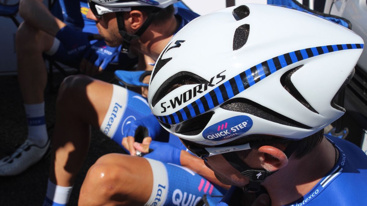 S-Works Evade aero helmet was also seen on Quick-Step riders