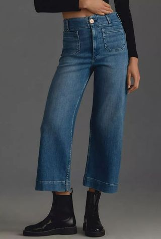The Colette Denim Cropped Wide Leg Jeans by Maeve