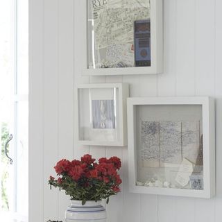white wall with box frames