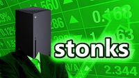 Stonks stock going up meme with a bad Xbox photoshop twist