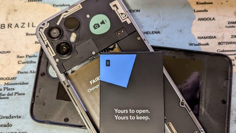 Fairphone 4 with its back panel removed