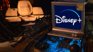 Disney Plus logo on a monitor in the TARDIS