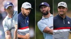 (L to R) Rory McIlroy, Scottie Scheffler, Jon Rahm and Bryson DeChambeau in Ryder Cup gear