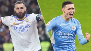 Karim Benzema of Real Madrid and Phil Foden of Manchester City could both feature in the Real Madrid vs Manchester City live stream