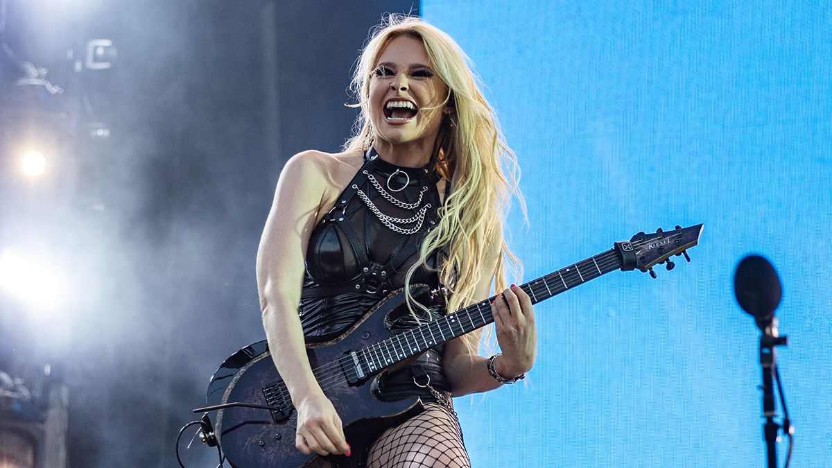 Sophie Lloyd performs on stage with Machine Gun Kelly during day 2 of the Slottsfjell Festival 2023 on July 13, 2023 in Tonsberg, Norway