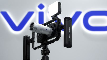 The Vivo X300 Ultra phone with its Telephoto Extender Gen2 Ultra and Camera Cage accessories.