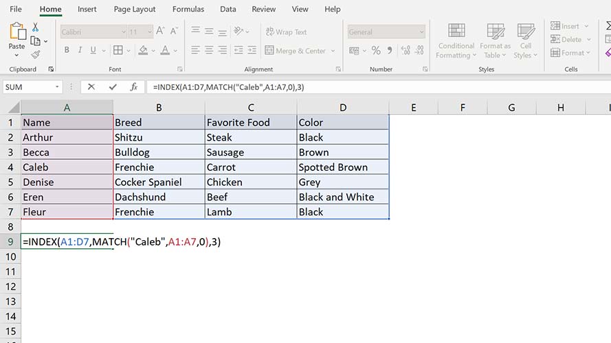 How to use Index Match in Excel