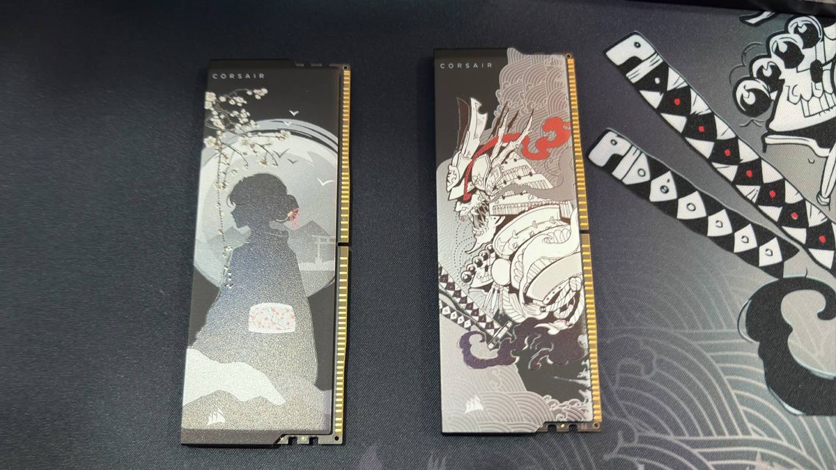 Close ups of Corsair's limited edition light up Shugo RAM modules.