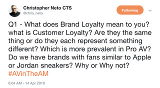 #AVintheAM on brand loyalty
