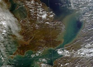 Flooded rivers wash huge amounts of sediment into estuaries around southern Britain in February.