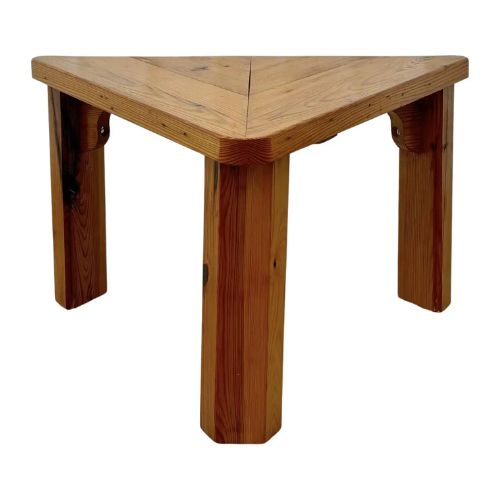 Swedish 1970s Triangular Pine Side Table