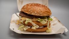 Close-up of a McDonald's hamburger