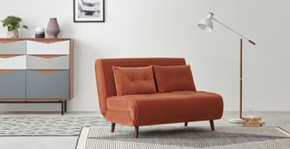 Cheap sofa bed: MADE Haru sofa bed in red orange velvet