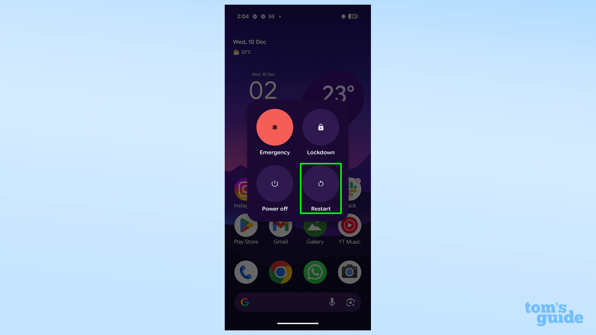 Restarting a Pixel 10