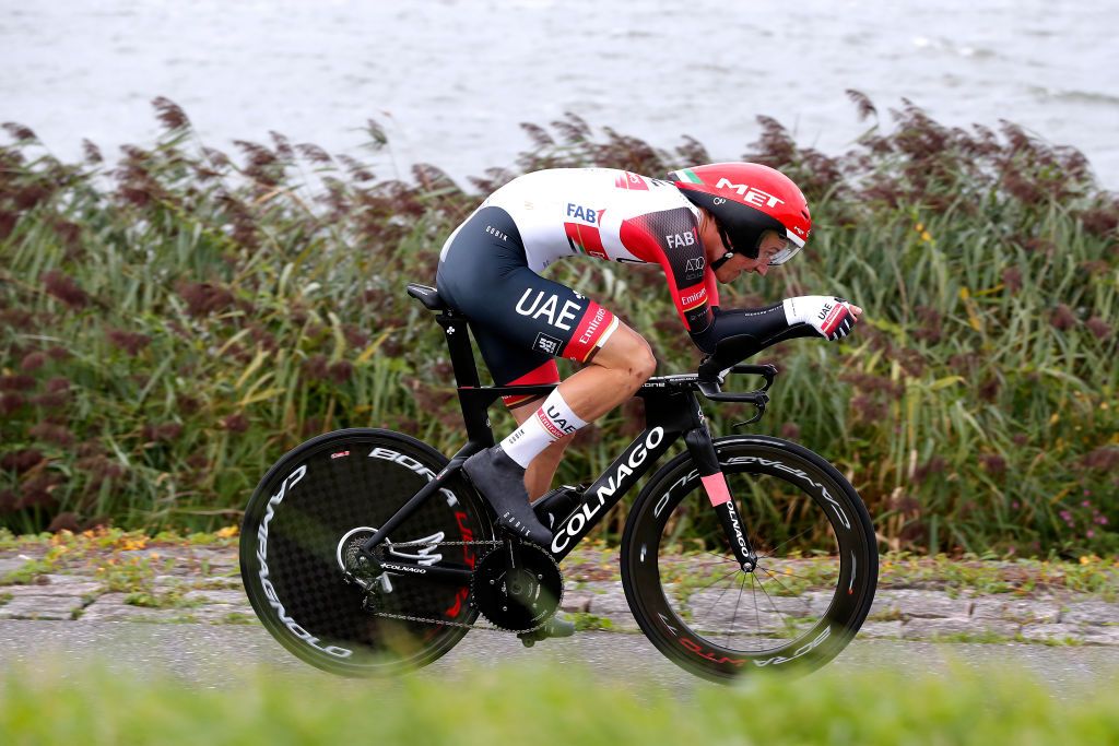 LELYSTAD NETHERLANDS AUGUST 31 Mikkel Bjerg of Denmark and UAE Team Emirates competes during the 17th Benelux Tour 2021 Stage 2 a 111km Individual Time Trial stage from Lelystad to Lelystad ITT BeneluxTour on August 31 2021 in Lelystad Netherlands Photo by Bas CzerwinskiGetty Images
