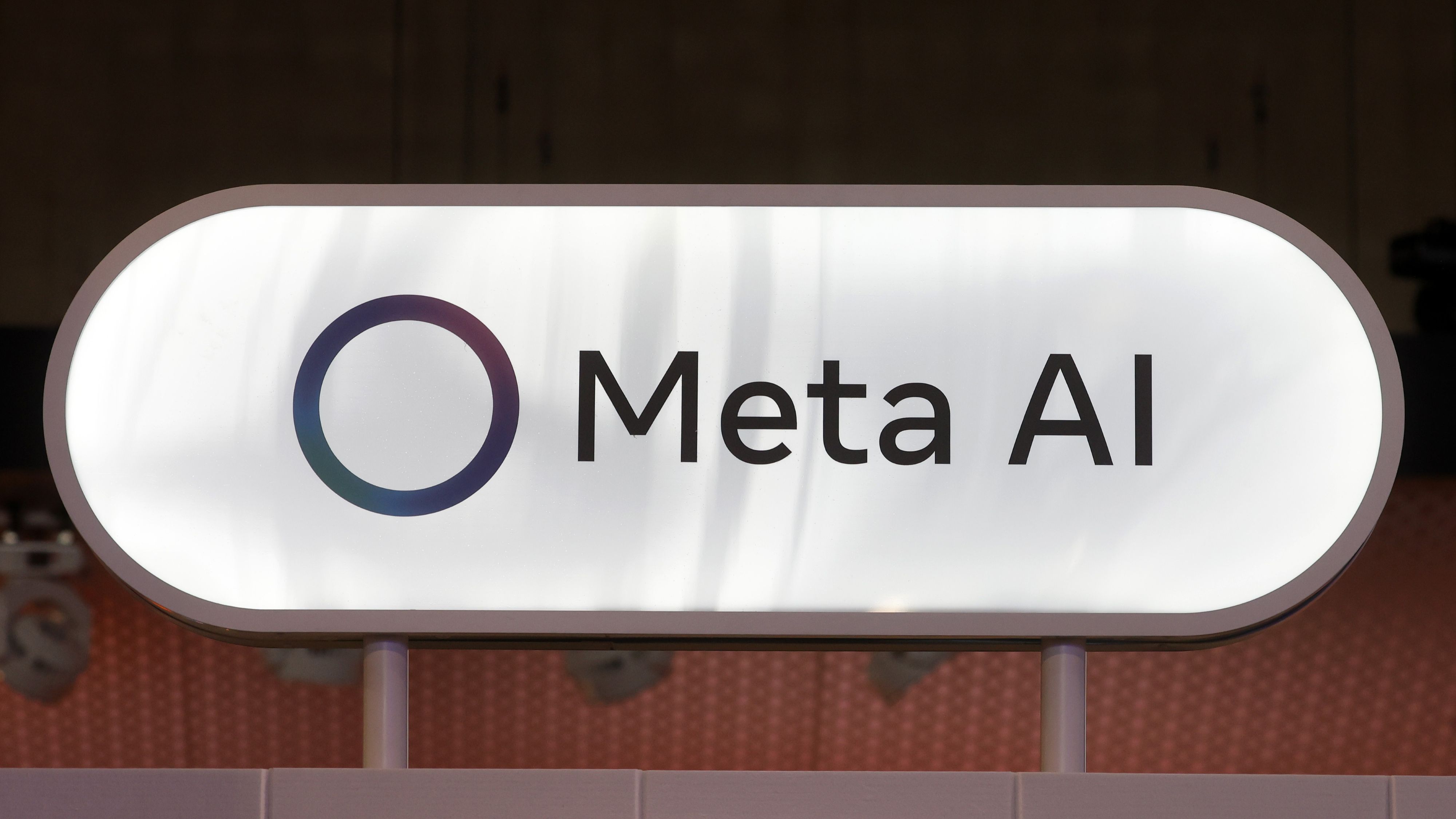 The Meta AI logo is displayed during the 9th edition of the VivaTech show at Parc des Expositions Porte de Versailles on June 12, 2025 in Paris, France.