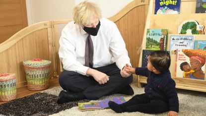 Boris Johnson visits a nursery in west London