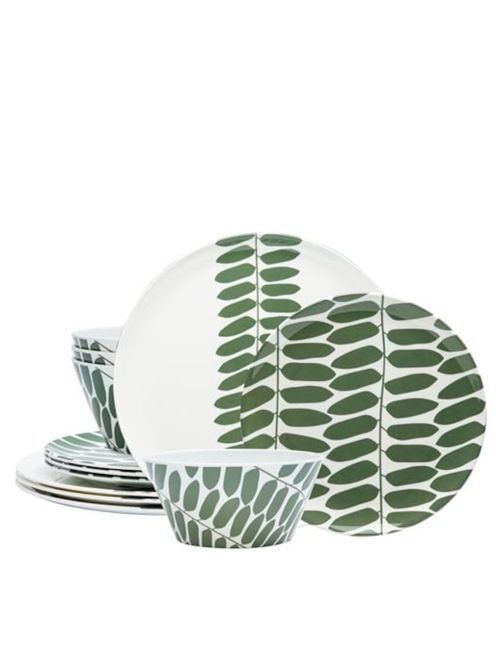 Leaf Design Melamine Dinnerware Set (12-piece)&nbsp;