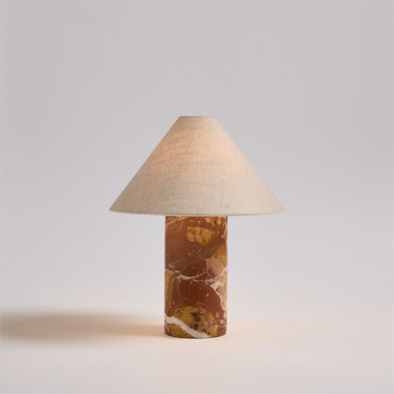 Chez Red Marble Mini Table Lamp With Fabric Shade 14&quot;