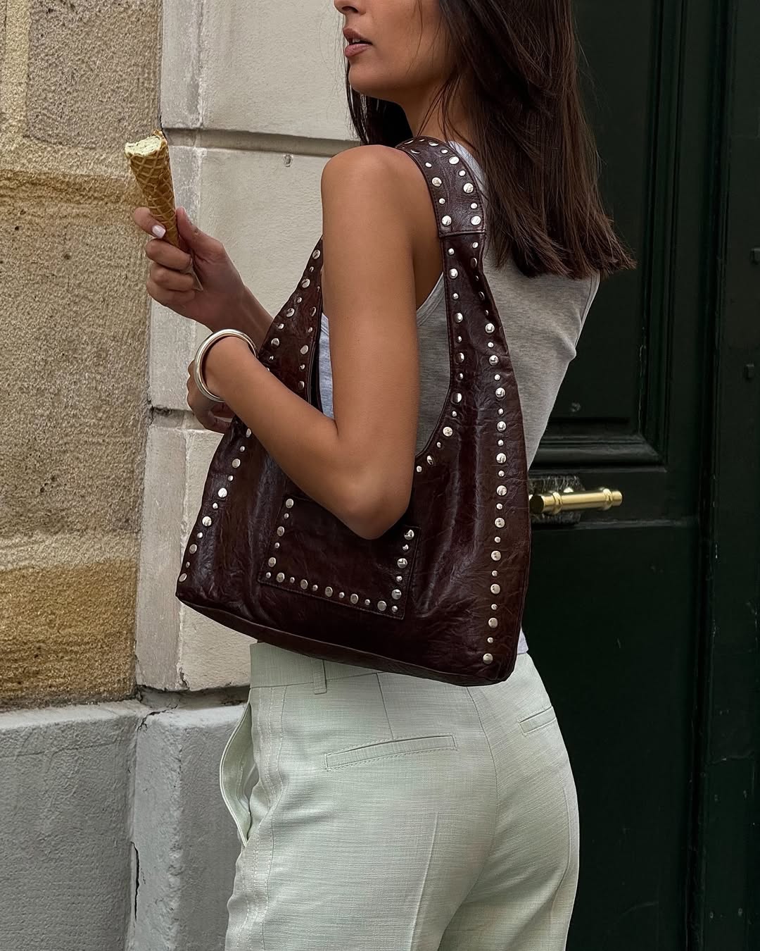 Salome Mory wears nail bags
