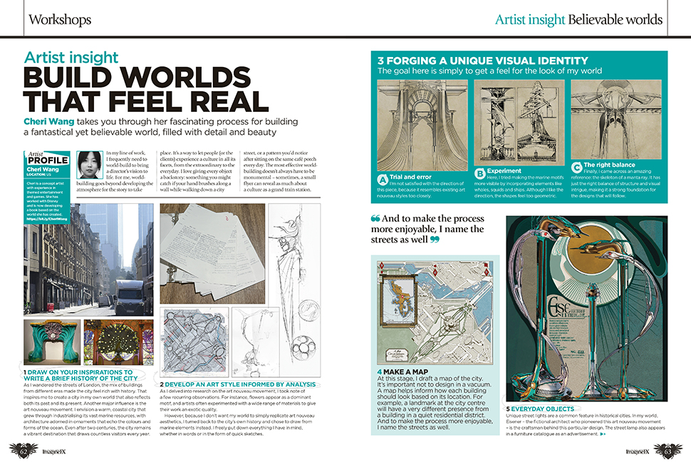 A variety of pages from issue 263 of ImagineFX magazine.