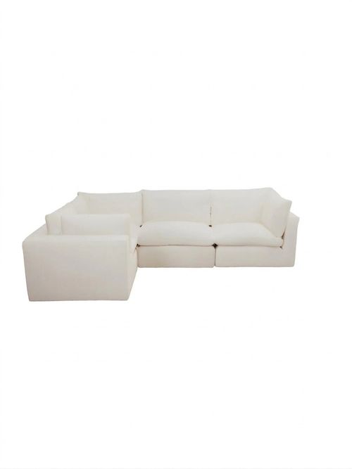Wee Bonnie 4 Seater L Shape Sofa in Chalk Lightweight Linen
