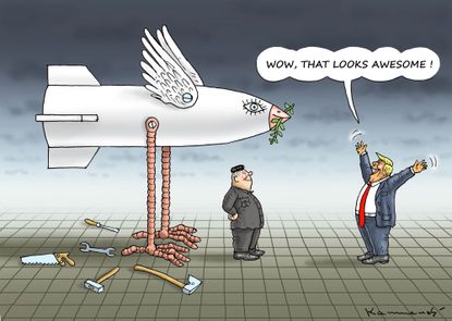 Political cartoon U.S. Trump Kim Jong Un denuclearization deal