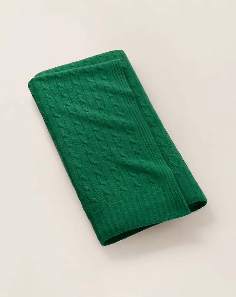 The Iconic Cable Cashmere Throw Blanket