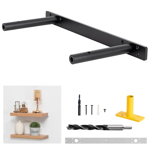 Firmetal Heavy Duty Floating Shelf Bracket 16 Inch, Hidden Shelf Bracket for Mantel and Shelving, Max Load 200 Lbs If Mounted on Studs, Invisible Bracket for Floating Shelves (with Ease Build Kit)