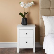 B&M Oslo 2 drawer bedside table in white