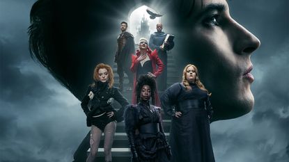 The Sandman final season promotional poster featuring The Endless posing against a silhouette of Morpheus/Dream