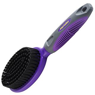 Hertzko Bristle Brush for Dogs and Cats With Long or Short Hair - Dense black Bristles feature in a purple and gray brush