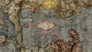 En del på kartan i Elden Ring som visar potentiella DLC-platser