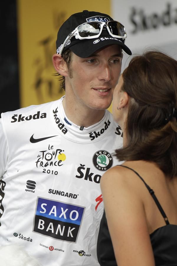 Andy Schleck (Saxo Bank) back in the familiar white jersey, but hoping to exchange it for yellow.
