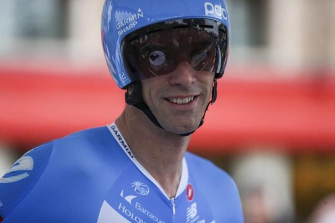David Millar , Garmin Sharp was pretty relaxed on th estart line.