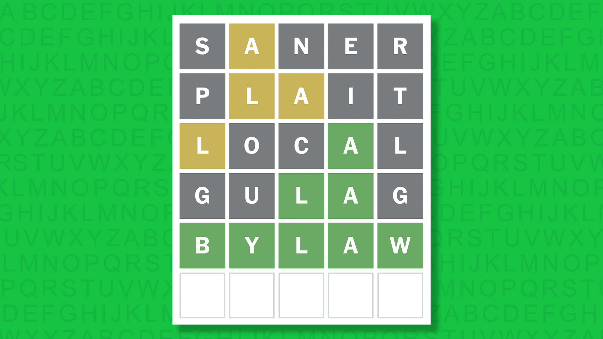 NYT Wordle answer for game 1793 on a green background