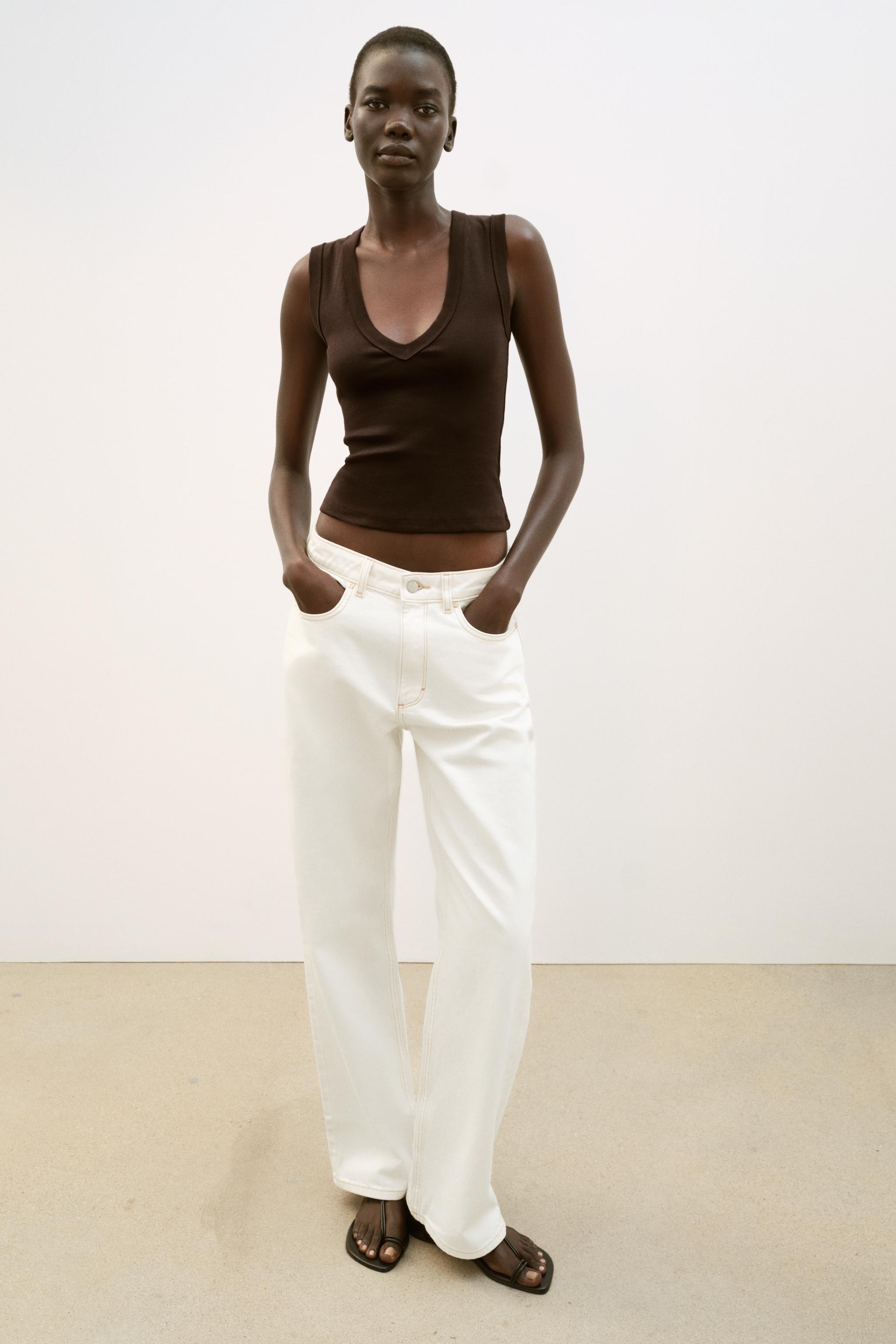 ZARA Cotton V-Neck T-Shirt