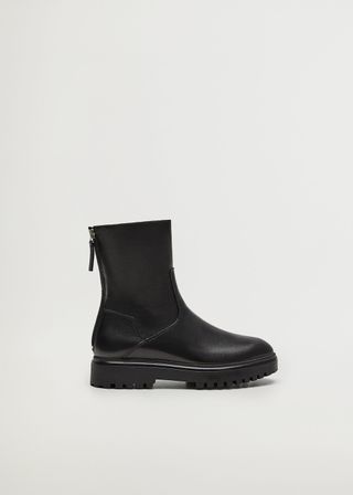 Leather boots with track sole, £79.99, Mango
