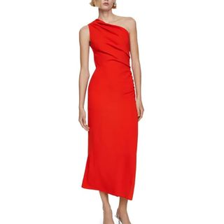 One-Shoulder Asymmetric Hem Dress