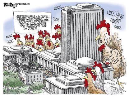 Political cartoon U.S. NRA Florida Rick Scott Parkland shooting students