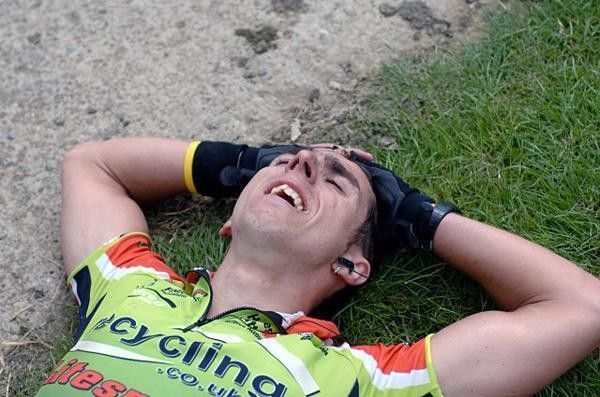 Letting go with the champagne after becoming Great Britain's national road race champ in 2005