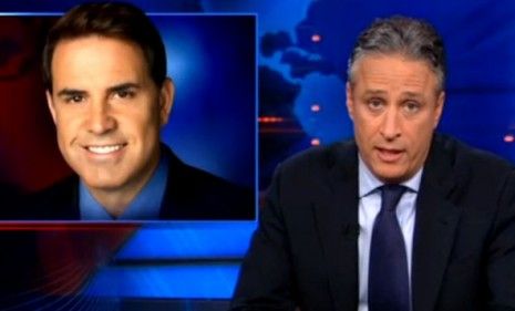 Jon Stewart pokes fun at the fired CNN anchor, but keeps the roast light.