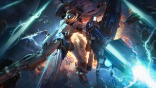 Mecha Break events: Artwork of a mech leaping up and aiming an energy weapon ahead.