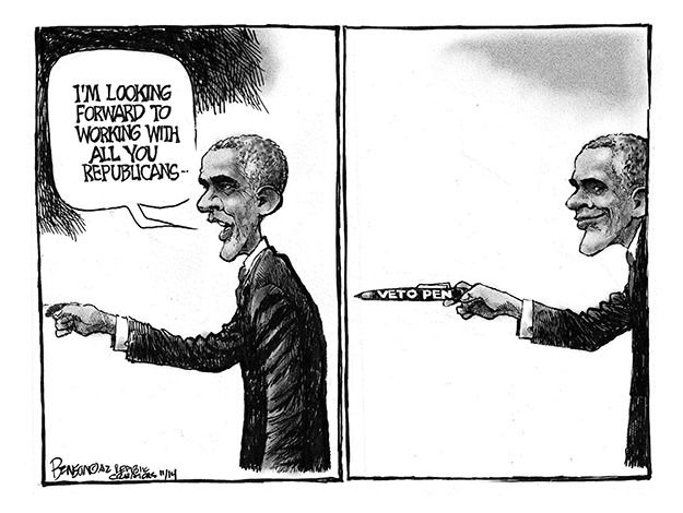 Obama cartoon GOP Congress veto